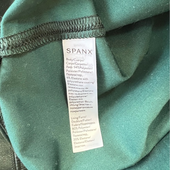 NWT SPANX Faux Patent Leather Leggings in Deep Green, size M - Picture 10 of 11